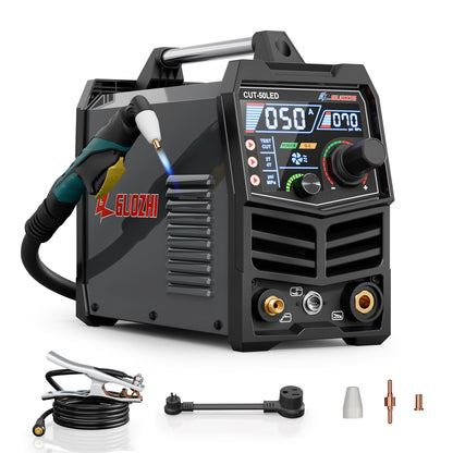 GZ GUOZHI Plasma Cutter, 50Amp 110/220V Dual Voltage IGBT Inverter Plasma Cutting Machine, [Pilot Arc][Large LED Display][Air Sensor] 1/4" Clean Cut 3/4" Max Cut, 2T/4T for Beginners DIY