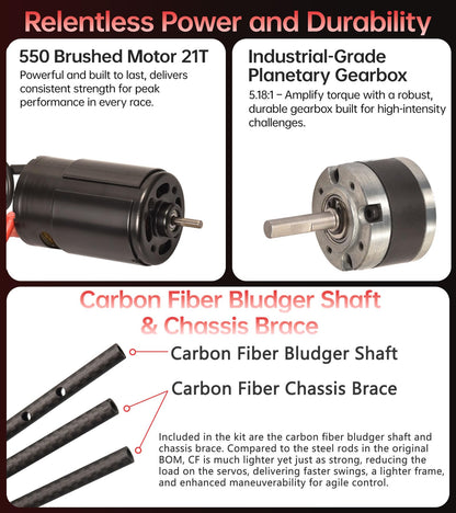 BIGTREETECH DeathRacer Kit V2.0, (Fun) ctionals DIY for 3D Printer Makers, High-Intensity Performance Standard Servo, 550 Brushed Motor 21T Powerful&Durable Hardware Help You Dominate The Battlefield