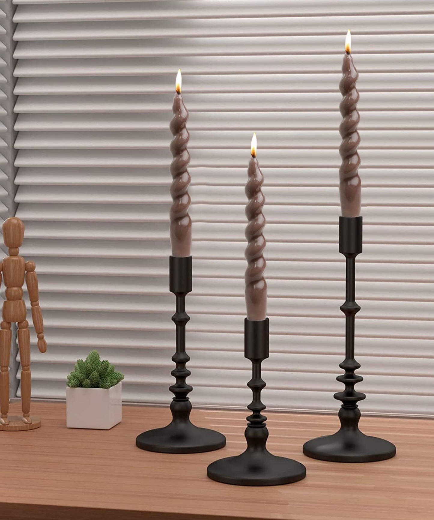LPUSA Green Spiral Taper Candle Sticks for Holiday Wedding Party Wax Unscented Dinner Candle Dripless,Birthday Gift Christmas Gift H 7.5 Inch, 4pcs（Gradient Green）