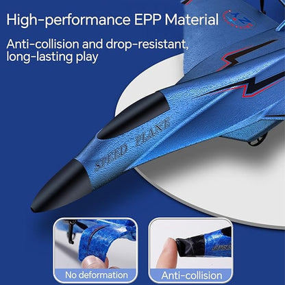 SU-35 Rc Model Fighter Jet with LED Lights | 2.4 Ghz Rc Remote Control Fighter Jet Glider with 3-Axis Gyro EPP Foam Twin-Motor Luminous Strip Easy to Fly &amp Crash-Resistant RC Aircraft (Red)
