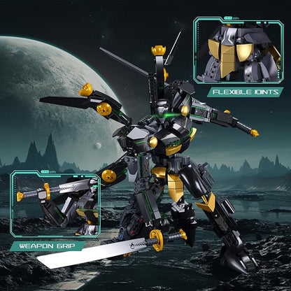 Mech Building Sets Black Robot Mecha Building Kit with Two Knife Collectible Gift for Teens Boys 8+ Compatible with Lego Mech Set 534 PCS