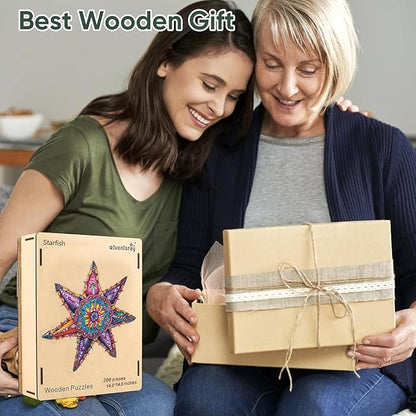 Qiuenisray Wooden Jigsaw Puzzles for Adults 500 Piece Starfish Ocean Wood Jigsaw Puzzles Wall Decor FSC Certified Royal Unique Shape Adult Puzzles Piece Creative Gift for Family Games 20.3x20.3 in