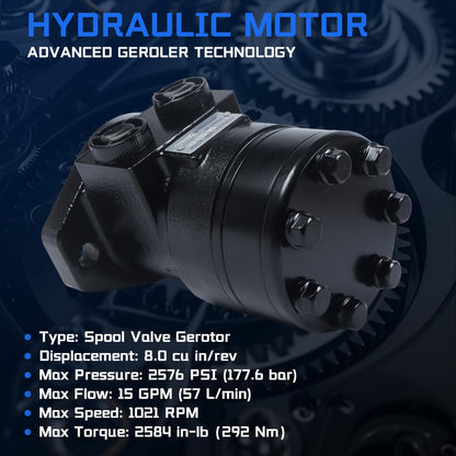 SINOCMP 158-1553-001 Hydraulic Motor, for Eaton Char-Lynn T Series 1pc Gerotor Motor, Replacement for Sweeper Auger Winch Log Splitter, 1553-001 Aftermarket Hydraulic Drive Motor