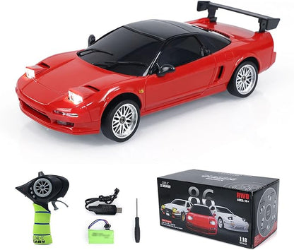 LDRC LD1803 2WD RC Drift Car 1:18 Wireless Control Racing Vehicles Gyroscope Light System Motor Servo ESC Hobby Grade Model Birthday Gift(Red)