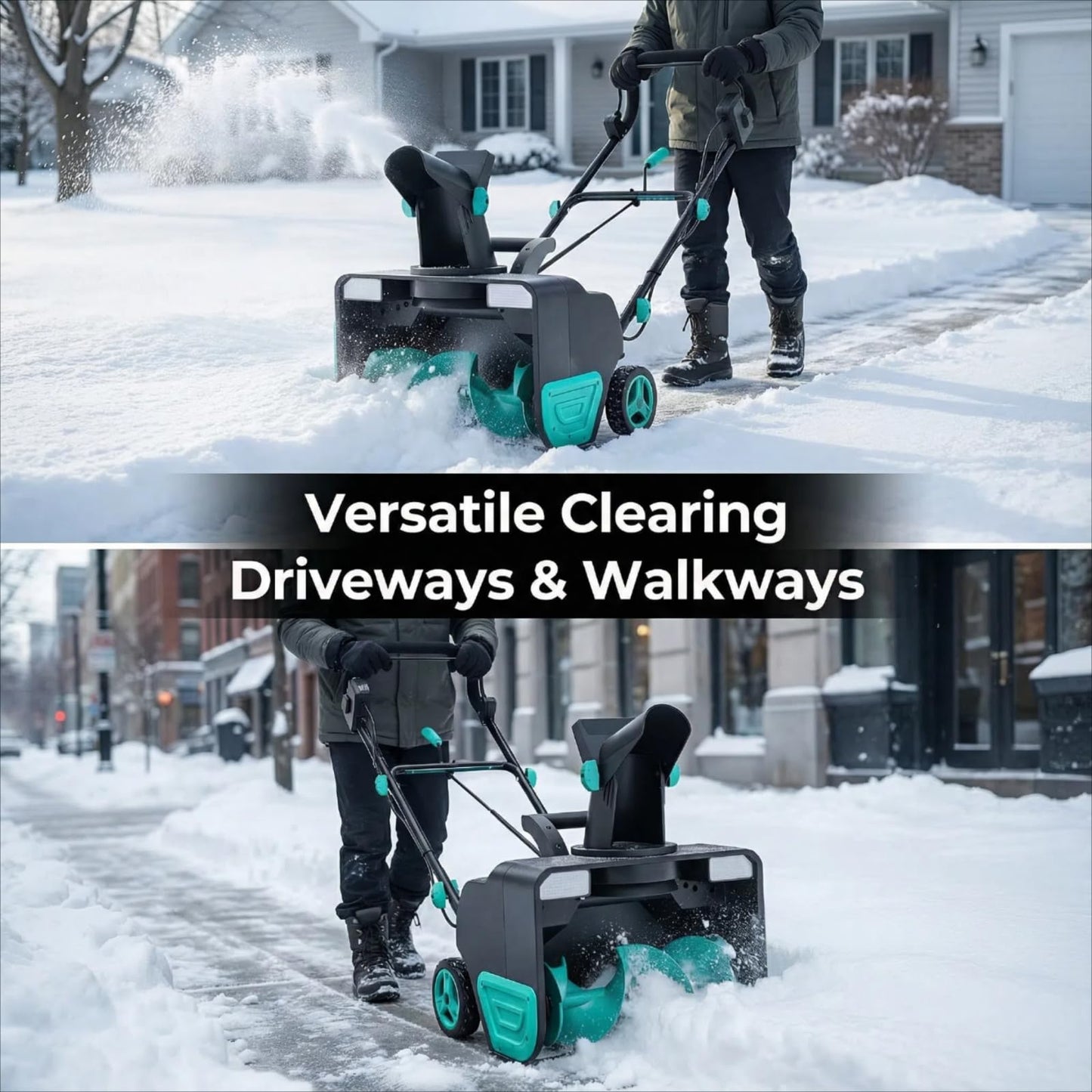 Garvee 20" Electric Snow Blower Corded- 15-amp Brushless Motor 25FT Throwing Distance, 180° Rotating Chute Walkways Deck Driveways Snow Thrower, Snow Blaster Dual LED Lights