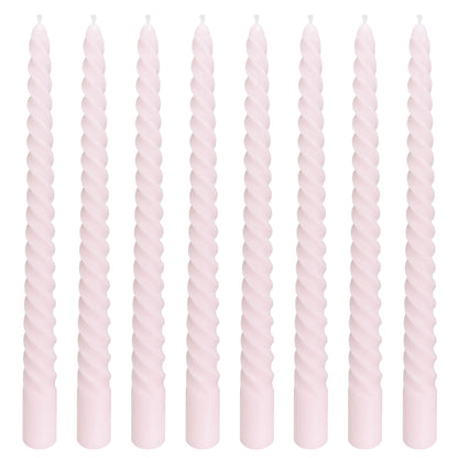 8 Pack 10 Inch Pale Pink Spiral Taper Candle Set, 7/8 Inch Unscented Driples Candlesticks for Home Decoration, 6-7 Hours Burn