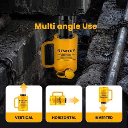 NEWTRY 20 ton Hydraulic Hollow Jack Cylinder 2’’ Stroke Porta Power Ram Industrial Lifting Jack Retract Automatically