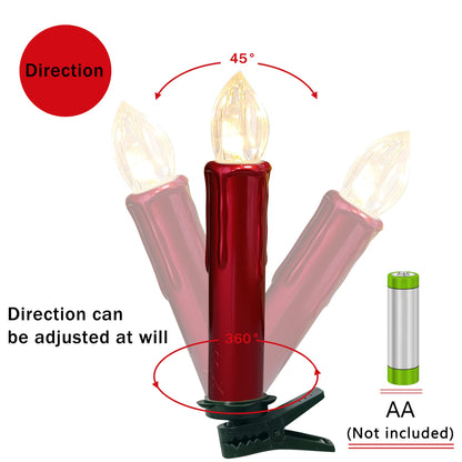 Gedengni Flameless LED Taper Candles with Clips, 4” Battery Operated Window Candles with Remote Timer Mini LED Chandelier Candlesticks for Home Decor Wedding Church Party & Tree Lighting,10 Pack,RED