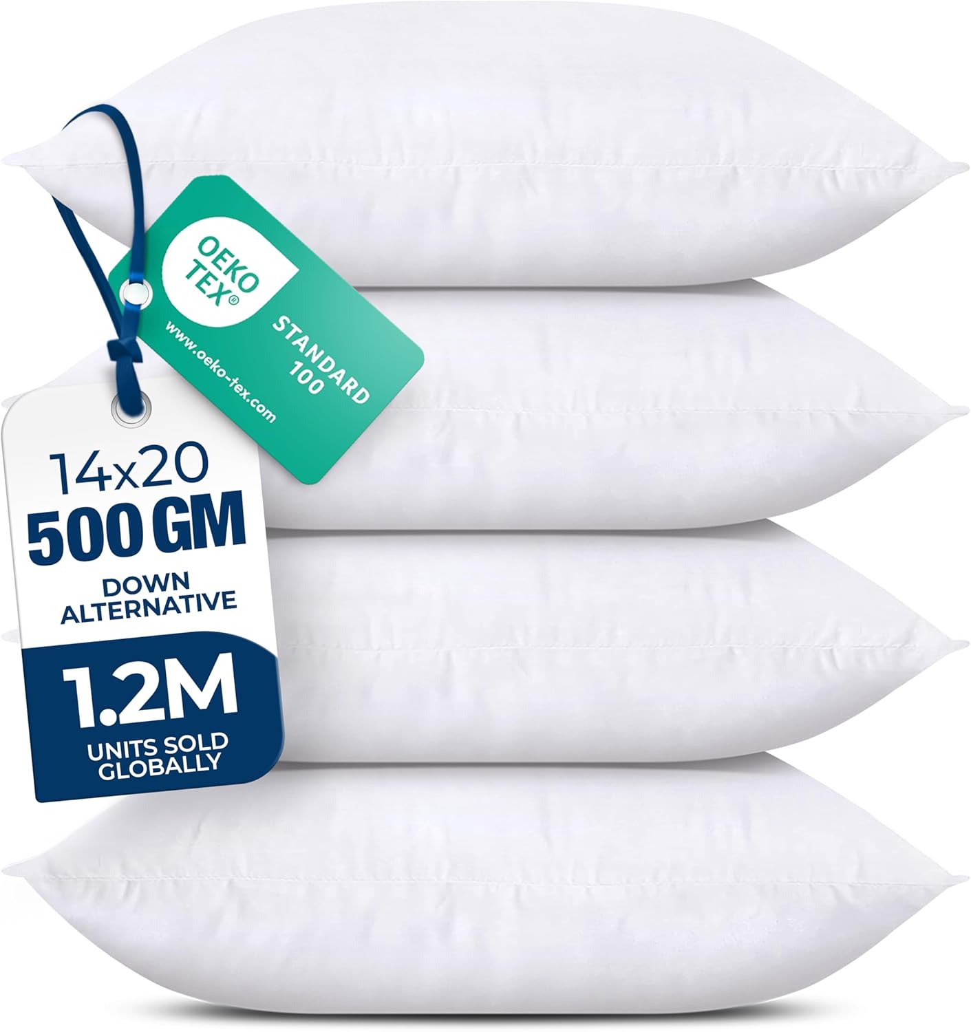 Utopia Bedding Throw Pillows - Fluffy Down Alternative Set of 4 | 14 x 20 Inches, White for Bed & Sofa