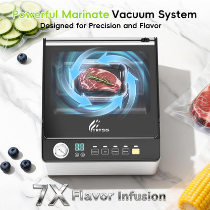 TIITSS Chamber Vacuum Sealer, 230W Powerful Vacuum Packing Machine with 6.8QT/6.4L Large Chamber and 12-inch Seal Bar for Meats, Soups, Sauces and Liquids, Ideal for Home and Commercial Use