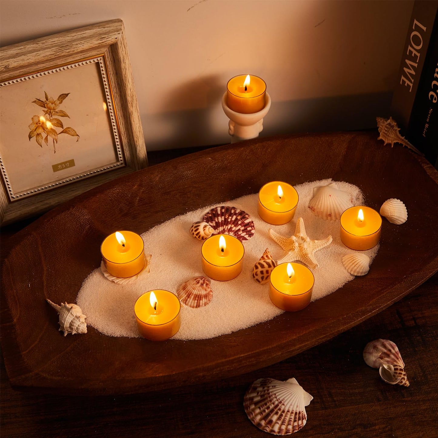 Ashlux 6 Hours Beeswax Tealights Candles, 24 Packs Pure Beeswax Tea Lights