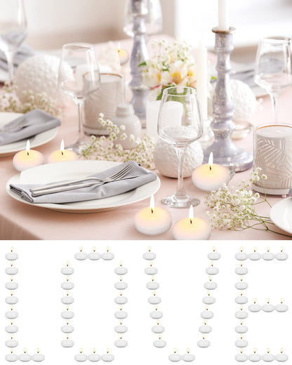 Qunclay 100 Pieces 1.65 Inch Floating Candles Unscented Dripless Tealight Candles Home Decorations Cute Elegant Candle Centerpieces at Wedding for Vases Party Accessories