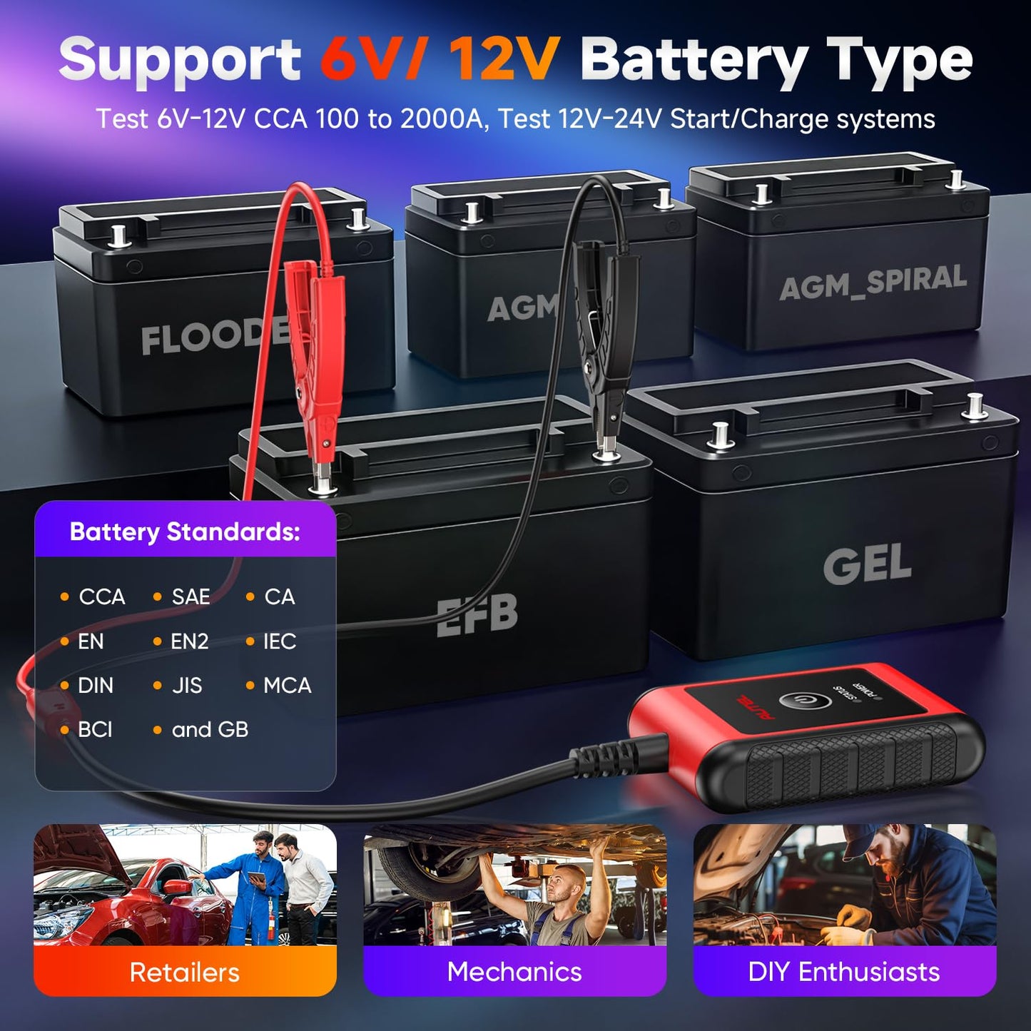 2026 Autel MaxiBAS BT506 Car Battery Tester, 6V 12V 100-2000 CCA Car Battery Analyzer, 12V 24V Auto Cranking/Charging System Test, Adaptive Conductance, High-Precision Battery Load Test for All Cars