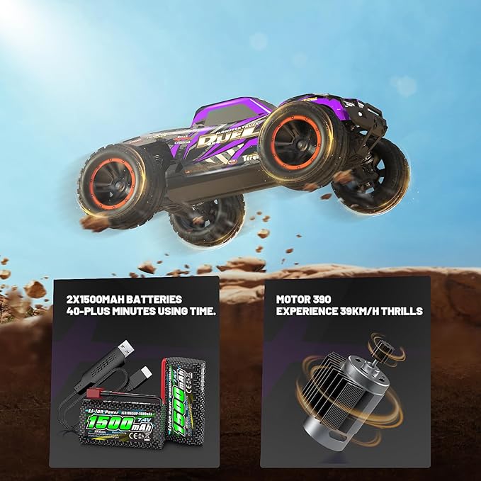 HAIBOXING 1:14 RC Truck 39km/h High-Speed RC Car4WD Hobby Remote Control Car Electric Vehicle with 2.4 GHz Remote Control 4X4 Waterproof Off-Road Truck with 2 Rechargeable Batteries 2 Shells