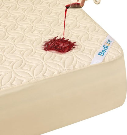 BEDLORE Waterproof Mattress Protector - Twin XL Soft Breathable Cover with Deep Pocket 6"-15" Depth | Beige
