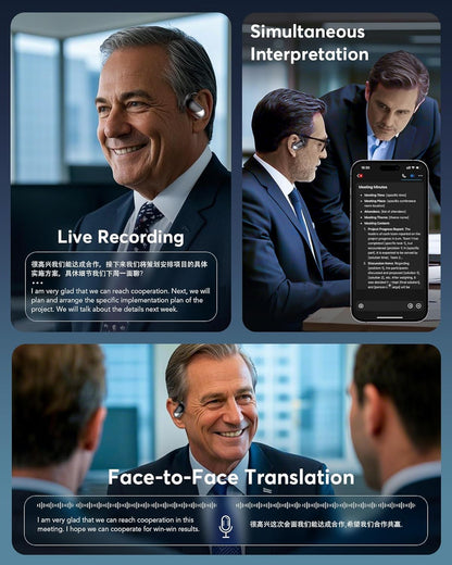 Paekole AI Translation Earbuds, Real-Time 2-Way Language Translator Device (198+ Languages), 3-in-1 Bluetooth Translating Headphones for Travel/Music/Calls, Audifonos Traductores Inglés Español