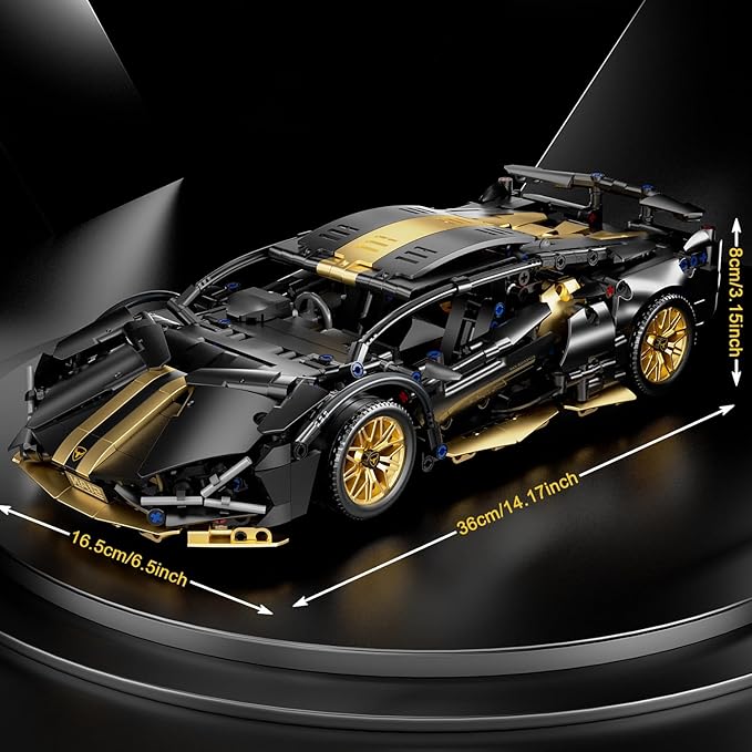 Sport Race Car Building Block Sets for AdultsBlack Technical Racing Supercar Toys Kits Collectible 1:14 MOC Model Construction Birthday Gifts for Boys Men Teens Age 8+ 8-12 8-1414+