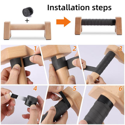 AnExer Push Up Stands, Handstand Parallettes Bars, Solid Wood Push Up Bars with Non-Slip Mat Push up Handles for Floor Exercise Home Workout Equipment for Men & Women Strength Training (Beech Wood-25cm)