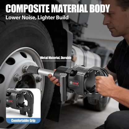 XIIW 1 Inch Air Impact Wrench, Up to 2500 ft-lbs Nut-Busting Torque, 16.2 lbs Lightweight Pneumatic Impact Gun, 5500 RPM 1 Inch Impact Gun with 1/2" Air Inlet for Heavy Duty Repairs and Maintenance