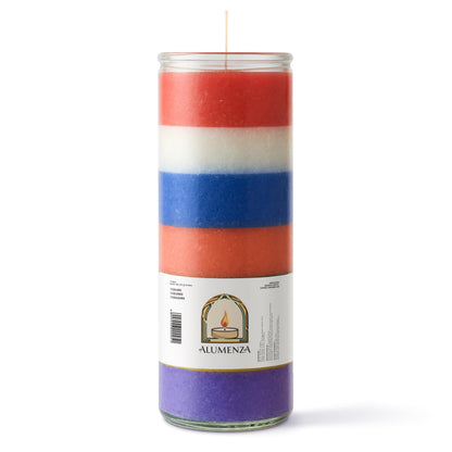 Alumenza 3 Pack 7 Color 7 Day Candles in Glass Jar – Paraffin Wax, Clean Burning Unscented | Large & Tall Devotional Prayer Pillar Candles for Home, Memorial, Spells, Long Lasting