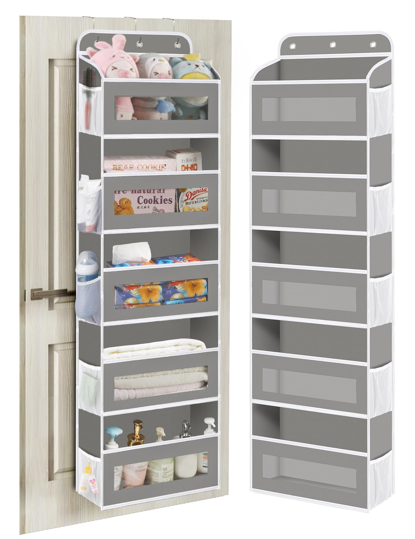 KYEVIS Over The Door Organizer, 5 Shelves Closet Door Hanging Organizer with 10 Mesh Pockets, Nursery Closet Organizer, Baby Essentials, Dorm Room Essentials for Girls