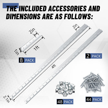 ElaraBerry Strip Curtain Door Hardware, Galvanized Steel Commercial Industrial Mounting Strip Curtain Door Hanger Kit for Universal Jamb Frame or Wall Mount(8 Foot)