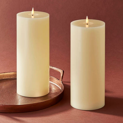 LampLust Flickering Flameless Candles with Remote & Batteries, 4x10 Pillar Candles Set of 2, Real Ivory Wax, Candles Battery Operated, Wedding Centerpieces for Tables, Thanksgiving Decorations