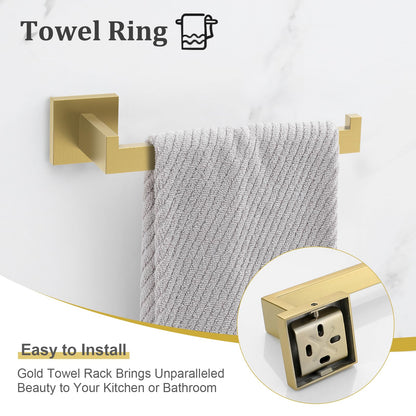 TURS Brushed Gold Bathroom Hardware Set 4-Piece Bath Towel Bar Set 24 Inch Stainless Steel Towel Holder Set for Bathroom Wall Mounted