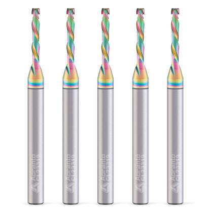 Aoranto CL23319 1/8" Up&Down Compression Spiral CNC Router Bits 1/4" Shank, Industrial Quality Extra Long Life Coating Solid Carbide End Mill for Wood Mortise Slot Carving, 1/8" Dia x 3/4" CL, 5 Pack