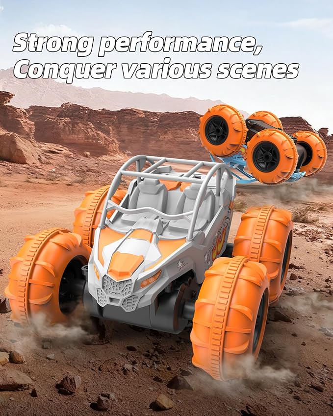 LM15-C Amphibious RC Car - Land &amp Water Remote Control Car 15km/h Speed 40min Runtime 2.4GHz Waterproof Off-Road Vehicle(White)