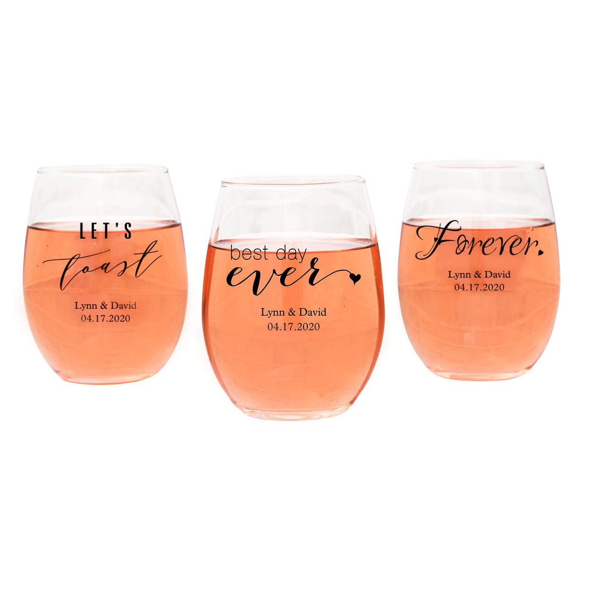 WEDDINGSTAR Personalized Small Stemless Wine Glass 9oz - 36 pack