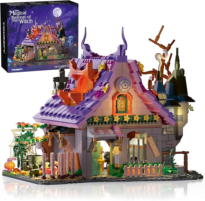 The Magical Retreat of The Witch Building Set Ideal Christmas and Easter Gift 1200 PCS Miniature House Model Building Brick Kit for Adults Teens Boys Girls 14+ (Purple-presale)