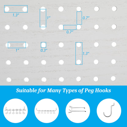 Bonnlo 4 Panel Pegboard Freestanding, 5 FT Portable Display Board Organizer for Craft Show Jewelry, Wooden Folding Privacy Screen Room Divider (with Base, White)