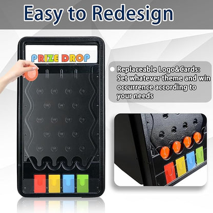Mini Tabletop Prize Drop Board Game 25x14 Plinko Board Foldable Stand with Customizable 8 Playing Pucks for Carnival Tradeshow Party