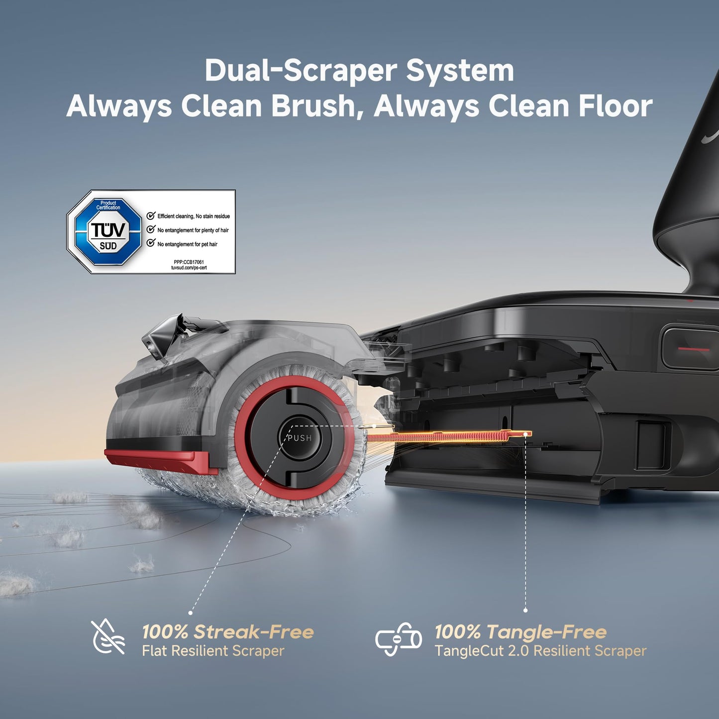 DREAME Aero Pro Steam Wet Dry Vacuum Mop, 392℉ Steam Cleaning, 28kPa Suction, 3.88in Ultra-Slim Vacuum Mop Combo, 0 Hair Tangle for Pet Owner, Heated Brush Wash, Hot Air Drying, Up to 70min Runtime