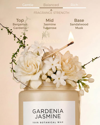 M&SENSE Large Gardenia Jasmine Scented Candles, 19.4oz Natural Soy Wax, 110 Hours Long Lasting Slow Burning, Non Toxic Clean Burn, Spring Floral Scent Aromatherapy Candle for Her
