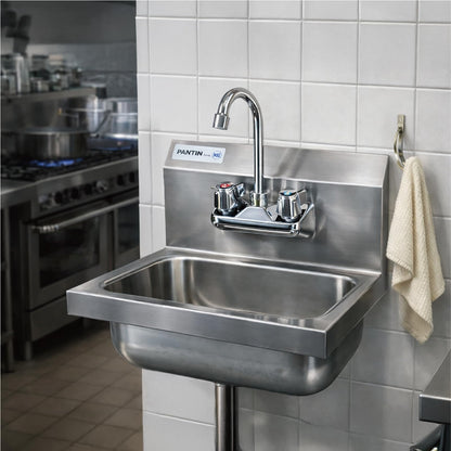 Pantin Commercial Hand Sink, NSF Commercial Stainless Steel Wall Mount Hand Washing Sink with Gooseneck Faucet for Restaurant, Kitchens, Bar, Home, 17"x 15", TP-8000A