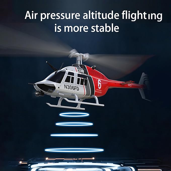 C138 Remote Control Helicopter Bell206 Helicopter 2.4GHz 4CH Single Propeller Aileron RC Aircraft One Click Roll Takeoff and Landing Six-axis Gyroscope Air Pressure Setting