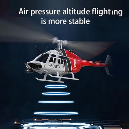 C138 Remote Control Helicopter Bell206 Helicopter 2.4GHz 4CH Single Propeller Aileron RC Aircraft One Click Roll Takeoff and Landing Six-axis Gyroscope Air Pressure Setting