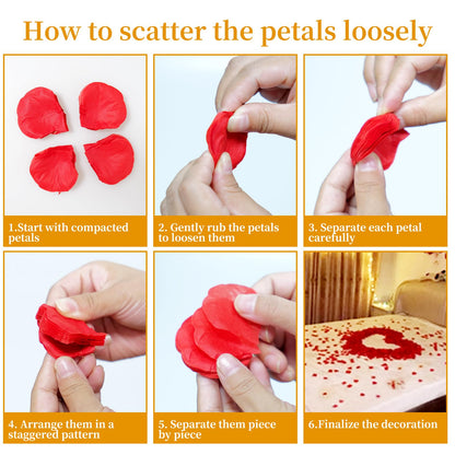 SENONAPO 10000 Pcs Artificial Rose Petals and 120 Pcs Candles Set Heart Candle Lights Flameless LED Tealight Candle Fake Rose Petals for Wedding Anniversary Valentines Day Bedroom Decor