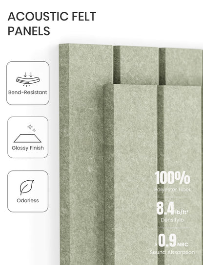 Felt Bulletin Board Tiles -28"x18" with 40 Adhesive Tabs, Cork Board Alternative for Office Decor, Push Pin Board Wall Organizer 6-Pack (Sage)