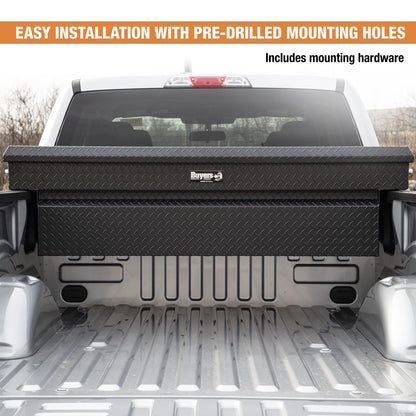Buyers Products Crossover Truck Tool Box, Heavy Duty Saddle Cargo Bed Organizer for Equipment Accessories Storage, Metal Diamond Tread Aluminum, Deep, 71x20x23, Matte Black, 1739415