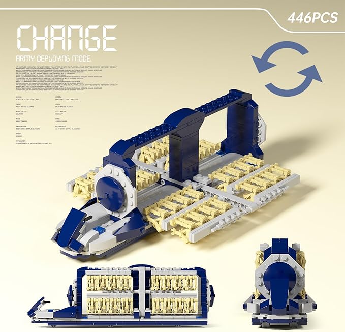 Droid Army Compatible with Lego Platoon Attack Craft Building Set with 33 Battle Droids &amp 1 Pilot Droid Battle Pack Toy Gift for Star Fans Boys Kids Ages 6+ (Upgrade Version)
