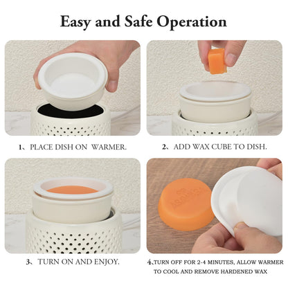 Ceramic Candle Warmer lamp, Wax Melt Warmer with 7 Colors Night Light and 1 PC Silicone Liner,4-in-1 Electric Warmer for Jar Candle Wax Cube Essential Oil coffee, Ideal Gift for Home Office Kitchen