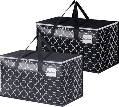Extra Large Moving Bags by [Brand Name] - Heavy-Duty Storage Totes with Zipper Top & Sturdy Handles | 100L, Black & Gray, 2-Pack