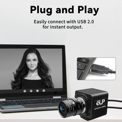 QILOVE Global Shutter USB Camera – 800P Monochrome Ultra High Speed 640fps[120/210/420fps Modes] – Manual Focus 2.8-12mm CS Lens – Compatible with Raspberry Pi, Linux, Mac & Windows