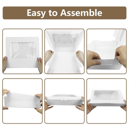 MUMULULU 12x8x2.5 Inches White Bakery Boxes with Window Cookie Boxes Treat Boxes for Desserts Cupcakes Muffins Donut Chocolate Strawberry (7)