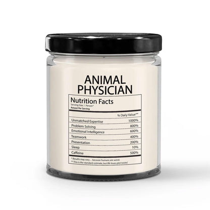 Funny Gifts for Animal Physician Nutrition Facts Label - Christmas Candle for Veterinarian Animal Doctor Veterinary Surgeon Pet - Thank You, Birthday - Vanilla Scented Soy Wax, 9oz