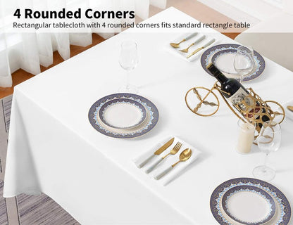 Surmente White Rectangle Tablecloth 90 x 156-inch Rectangular Polyester Table Cloth for Weddings, Banquets, or Restaurants