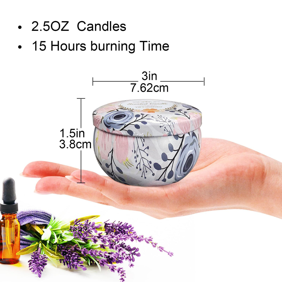Scented Candles Gifts Set 48 Pack Soy Wax Travel Tin Jar Candles for Home 2.5 OZ for Mom for Christmas, Home Scented Decoration Birthday, Thanksgiving, Mother's Day, Floral Pattern